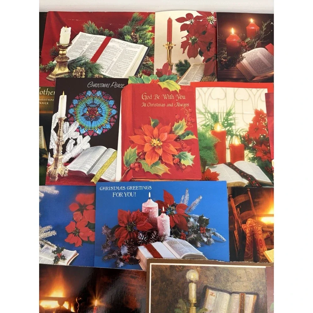 Vintage Christmas Cards Fronts ONLY Bibles Scrapbooking Decoupage Lot of 50+